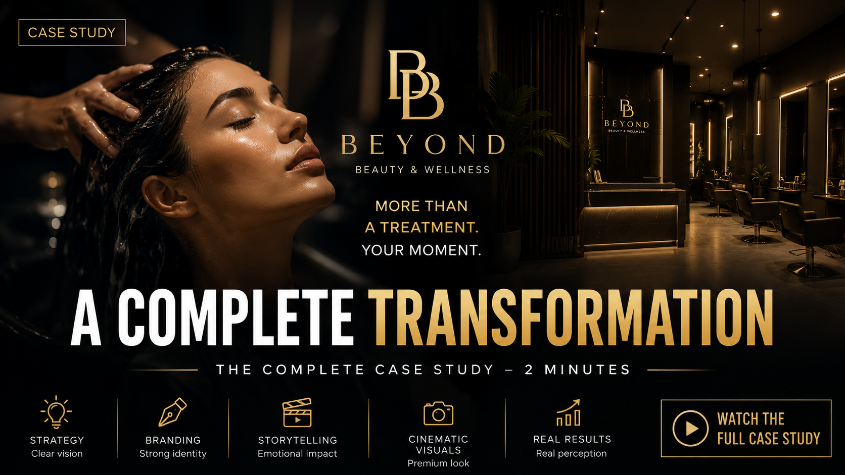 A speculative beauty and wellness brand film demonstrating how strategic positioning, emotional storytelling and cinematic identity can make an existing business more distinctive and memorable.